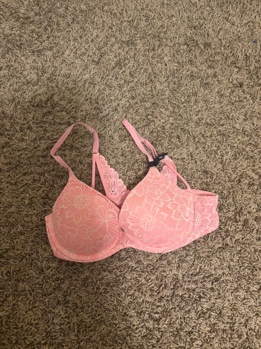 Aerie Lace Demi Bra 34B Pink Floral Hook and Eye Closure NEW NWOT Underwire